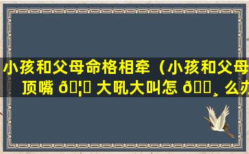 小孩和父母命格相牵（小孩和父母顶嘴 🦅 大吼大叫怎 🕸 么办）